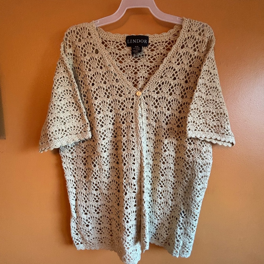Lindor Cream Crochet Cardigan